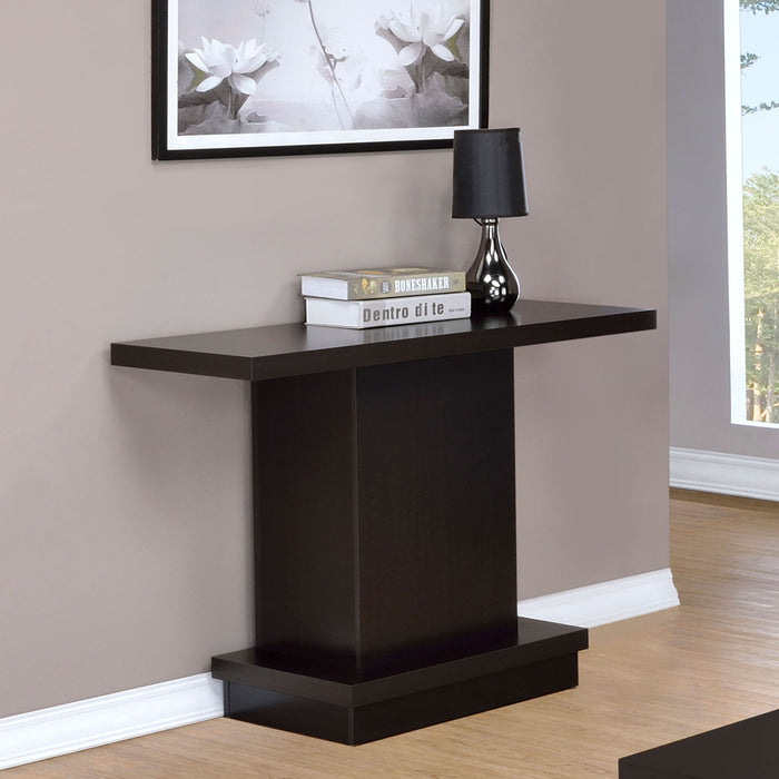 Fiona - Pedestal Console Table With Geometric Design - Cappuccino Furniture Max