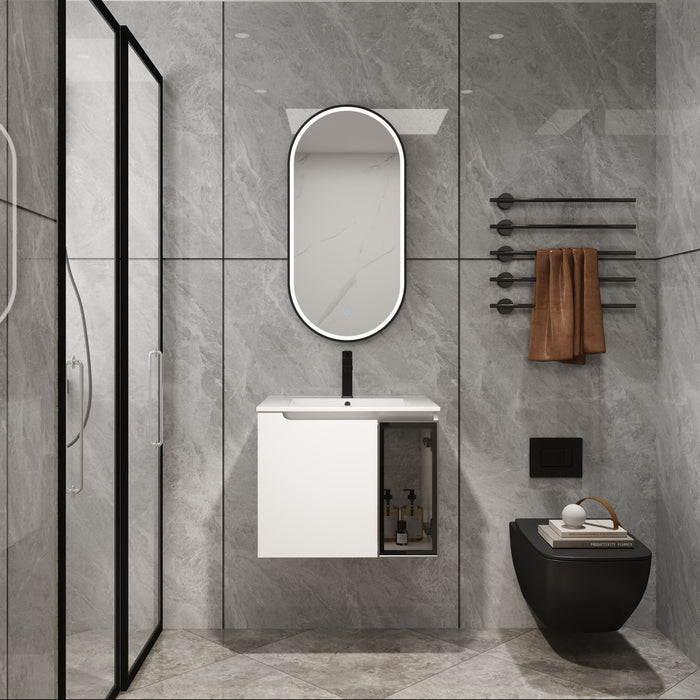 Wall Mounted Bathroom Vanity With Sink, 2 Soft Close Doors, Cabinet & Half Door Home Essentials