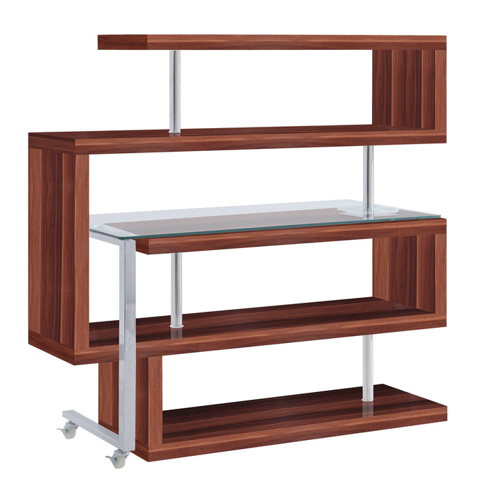 Buck II - Clear Glass, Chrome High Gloss Writing Desk With Shelf Urban Nest
