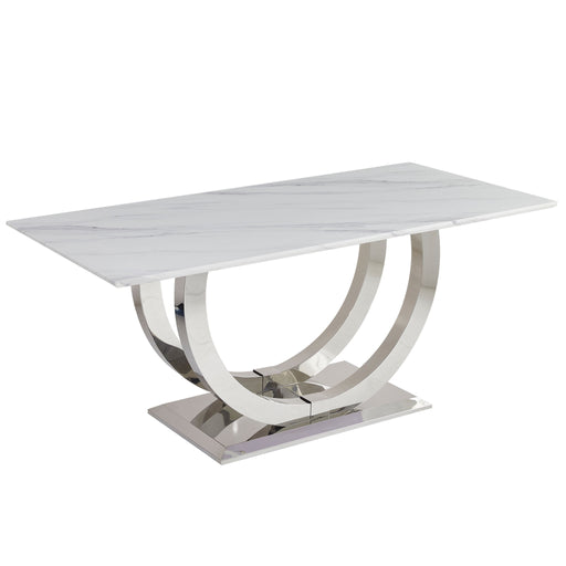 Rectangular Dining Table - Silver / White Home Essentials