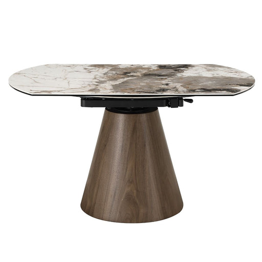 Eada - Dining Table With Ceramic Top - Beige Chenille, Ceramic Top & Walnut ACME