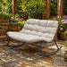 Double Wide Rocking Papasan Chair, 2 Person Outdoor Lounge Seating - Acacia Wood / Beige Home Essentials
