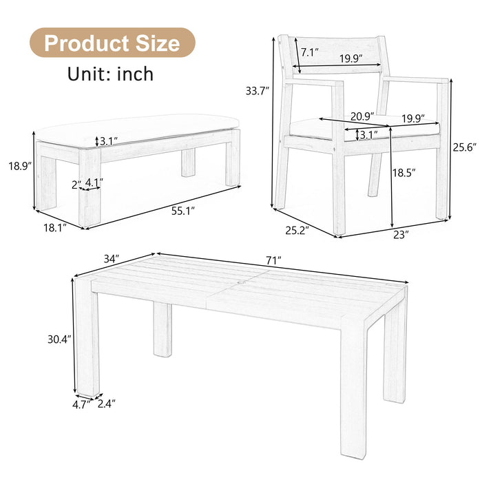 Outdoor Dining Set Rectangular Table With Umbrella Hole Hearth and Haven