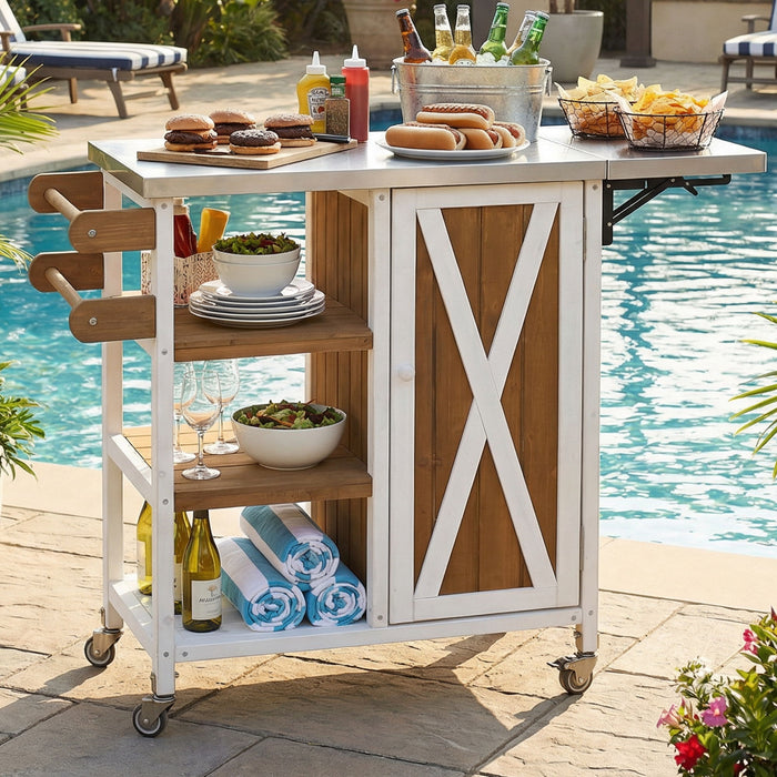Foldable Outdoor Kitchen Island With Storage Cabinet Hearth and Haven