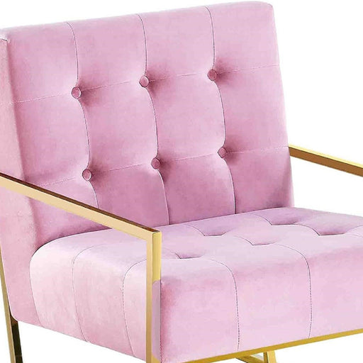 Tufted Accent Armchair With Frame For Living Room - Pink / Gold Home Essentials