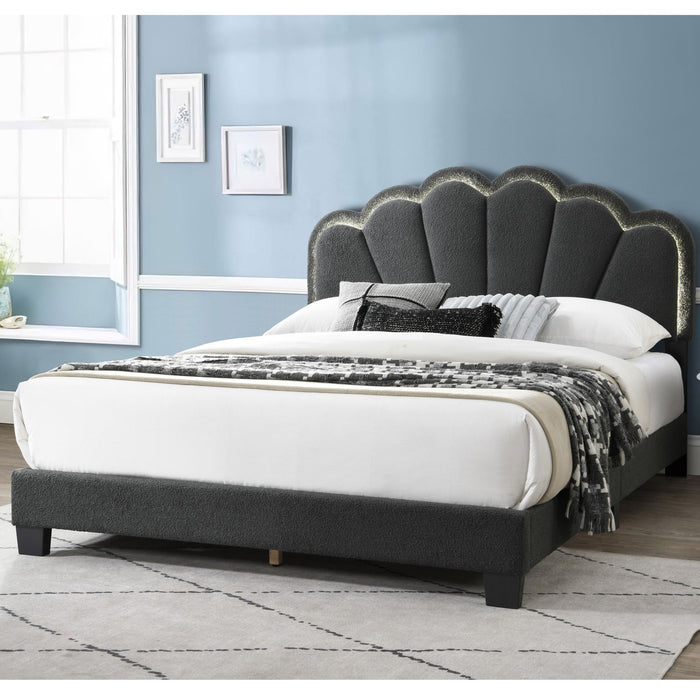 Bed With Floral Design Headboard And Built In LED Lighting Home Essentials