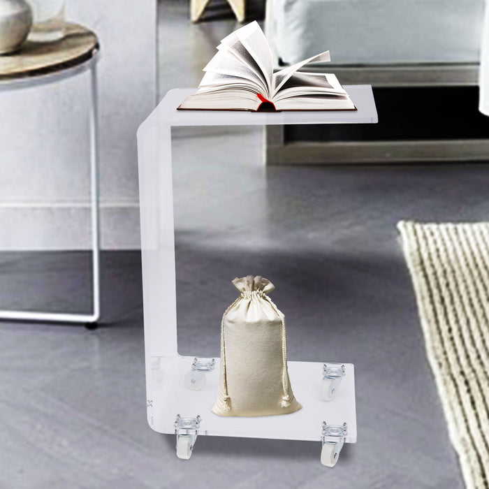 Acrylic Rolling Nightstand - Clear
