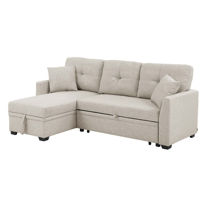 Upholstered Sectional & Pull Out Bed And Chaise Storage - Almond Home Essentials