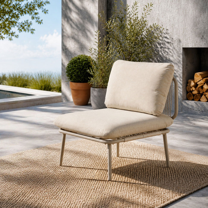 Modular Patio Armless Sofa Chair With Thick Cushion - Off White Home Essentials