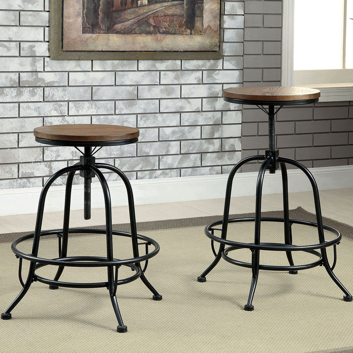 Silvia - Counter Height Stool (Set of 2) - Black / Medium Oak