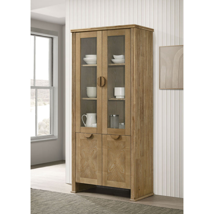 Dreydon - 4 Door Display Cabinet - Light Brown Furniture Max