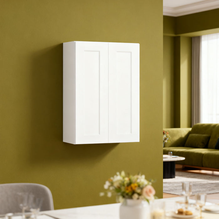 Shaker Wall Cabinet With Soft Close Hinges, Adjustable Shelves, Double Door Home Essentials