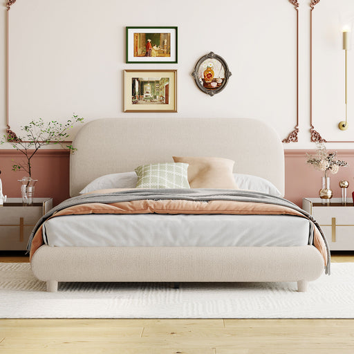 Upholstered Platform Bed With Thick Solid Frame And Stylish Curve-Shaped Design Halcyon Home