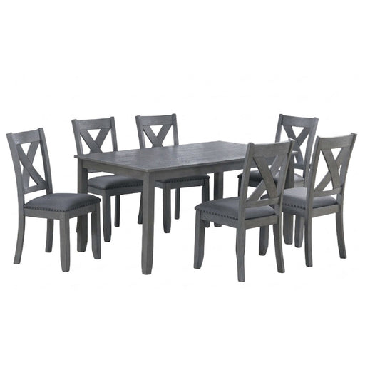 7 Piece Dining Room Furniture, Table And 6 Chairs Set - Gray Home Essentials
