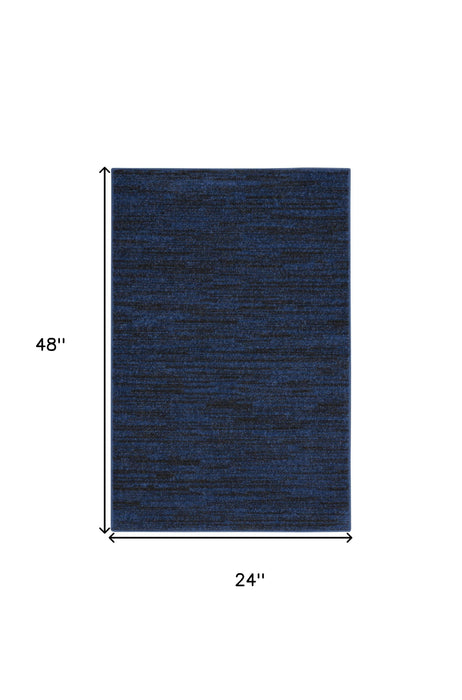 2' X 4' Stain Resistant Indoor / Outdoor Area Rug - Midnight Blue