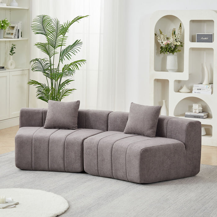 Curved Sectional Sofa With 2 Pillows For Living Room - Gray Home Essentials