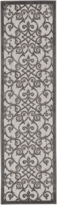 2' X 8' Floral Indoor / Outdoor Area Rug - Gray