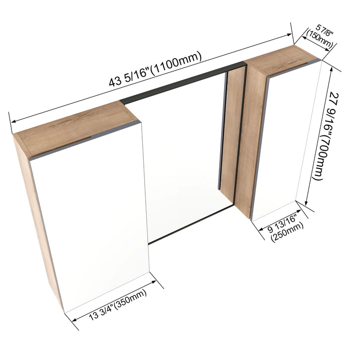 43.3" Wall Mounted Bathroom Cabinet With Adjustable Shelves, Door Storage Cabinet - Imitative Oak Home Essentials