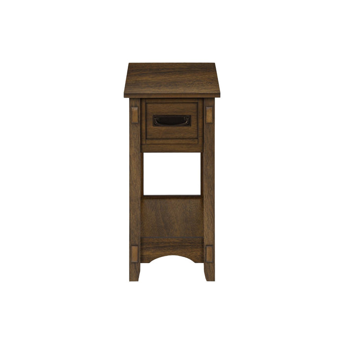 Accent End Table, 2 Tier, Narrow, Storage Drawer, Transitional - Walnut 8th Street