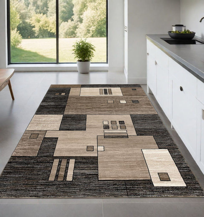 4' x 6' Geometric Area Rug - Beige And Brown