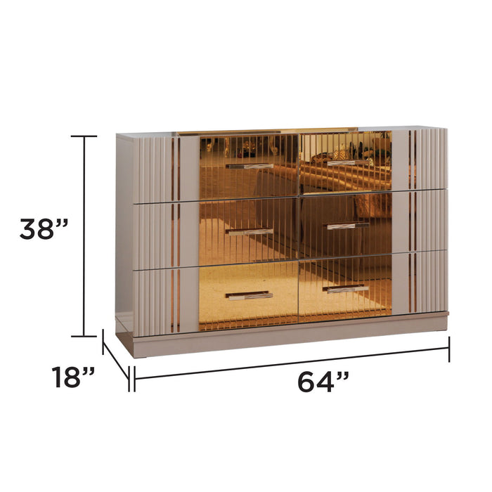 Lorenzo - 6 Drawer Dresser - Gray Matrix Furniture Group