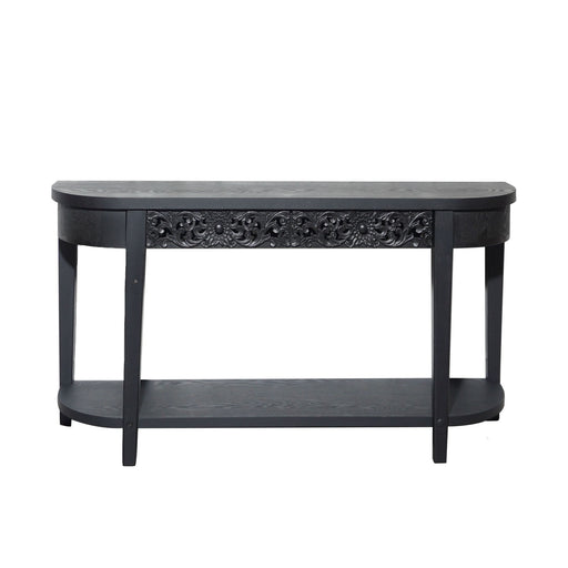 Carved Console Table With Storage Shelf For Living Room - Black Home Essentials