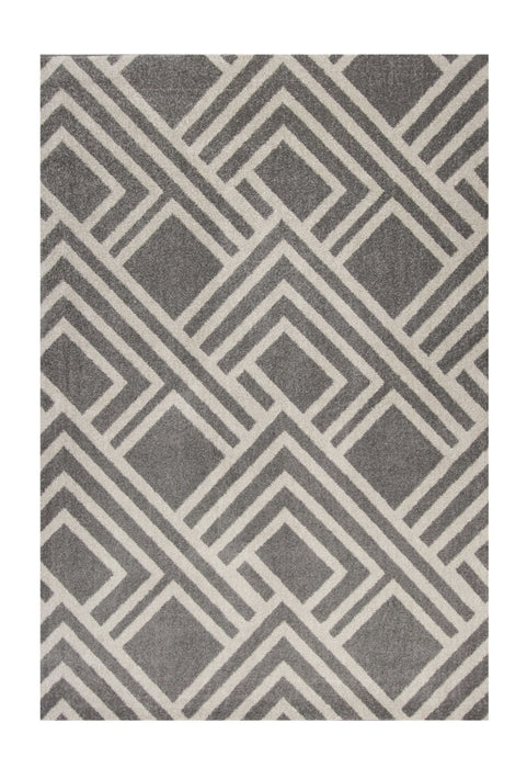 7' X 10' Machine Woven UV Treated Geometric Indoor / Outdoor Area Rug - Gray