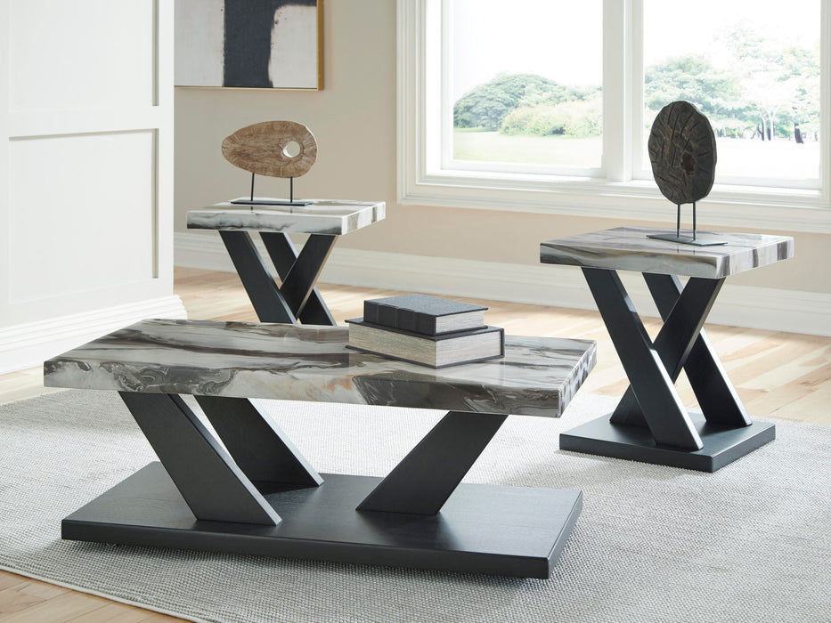 Cendill - Occasional Table Set (Set of 3) - Dark Brown / White / Black Signature Design by Ashley®