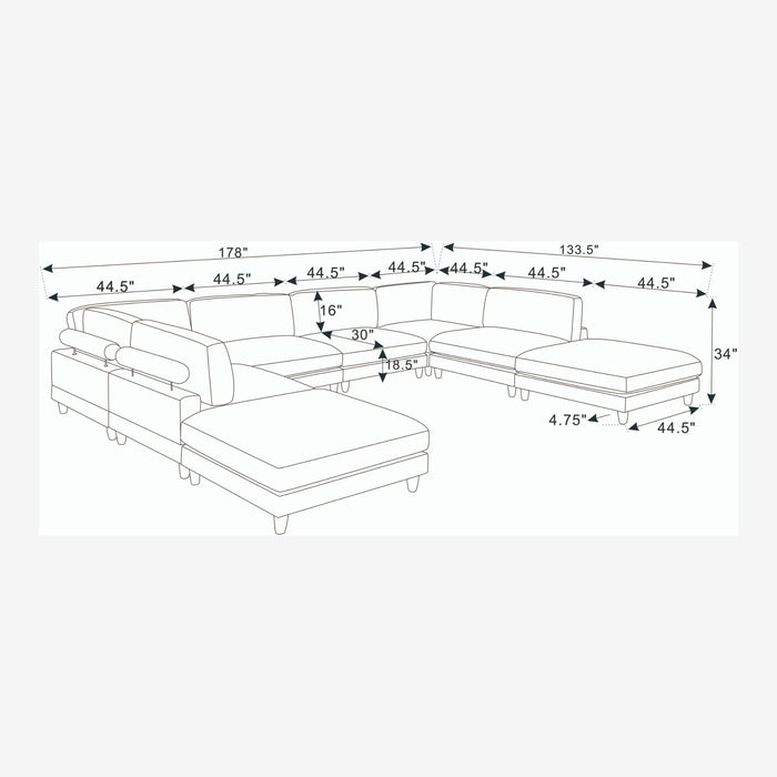 Modern Modular Sectional With Adjustable Back Support Home Essentials