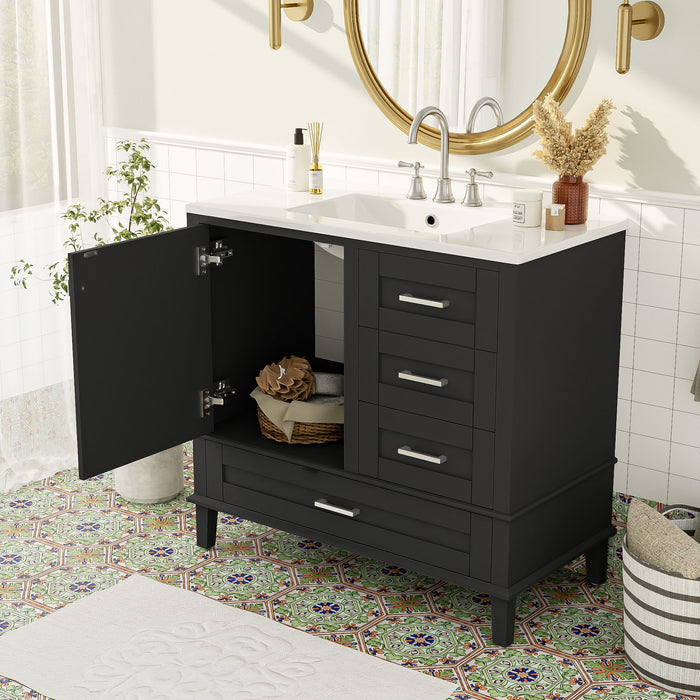 Bathroom Vanity, Modern Bathroom Cabinet With Sink Combo Set, Bathroom Storage Cabinet With A Soft Closing Door And 3 Drawers, Solid Wood Frame Hearth and Haven