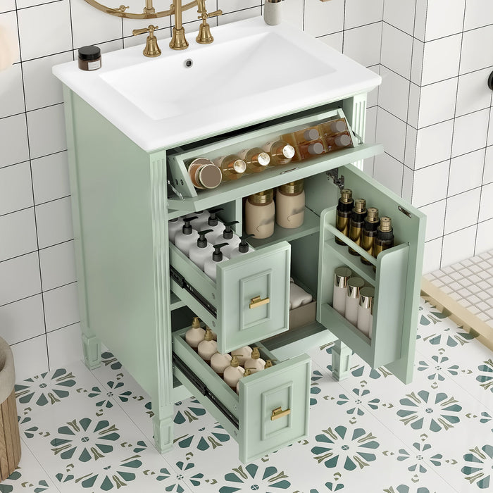 Bathroom Vanity With Sink, Flip Drawer, 2 Drawers, Adjustable Shelf Hearth and Haven