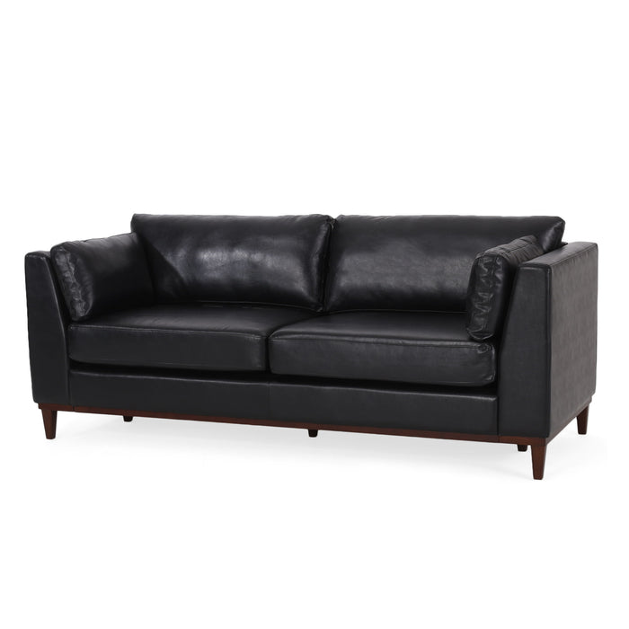 3 Seater Sofa - Black Faux Leather / PU