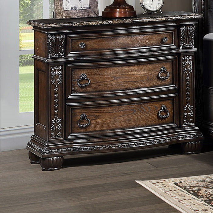 3 Drawers Nightstand - Brown / Cherry