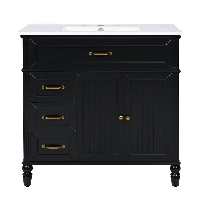 36" Bathroom Vanity With Sink, Freestanding Cabinet With Drawers, 2 Package - Black Hearth and Haven
