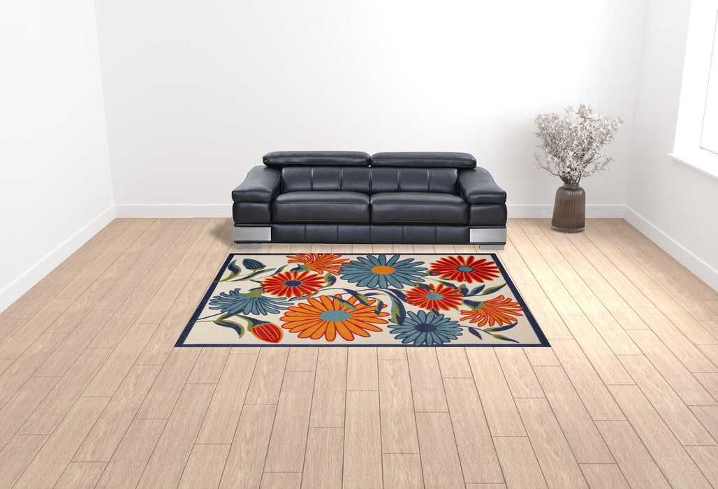 8' X 11' Floral Stain, Resistant Non Skid Area Rug - Multicolor