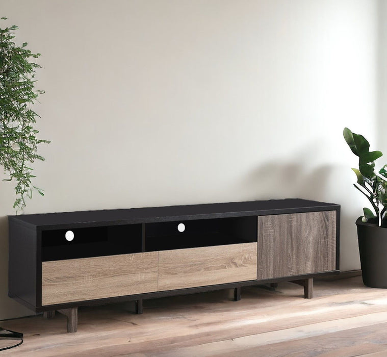 Enclosed Storage, TV Stand - Brown / Black