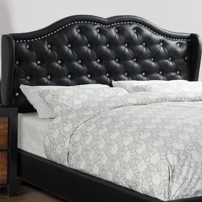 Bed With Curved Wingback Headboard, Button Tufted Upholstered Home Essentials
