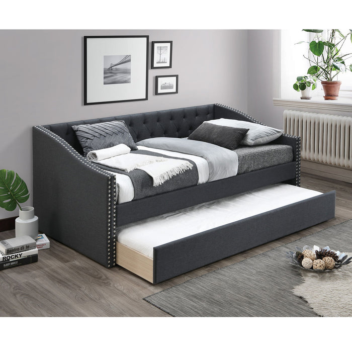 Daybed With Trundle Nailhead Trim Button Tufted Home Essentials