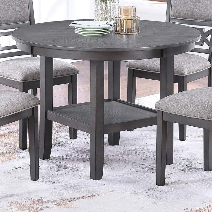 5 Piece Dining Set With Storage Shelves Round Table And Upholstered Side Chairs - Gray Home Essentials