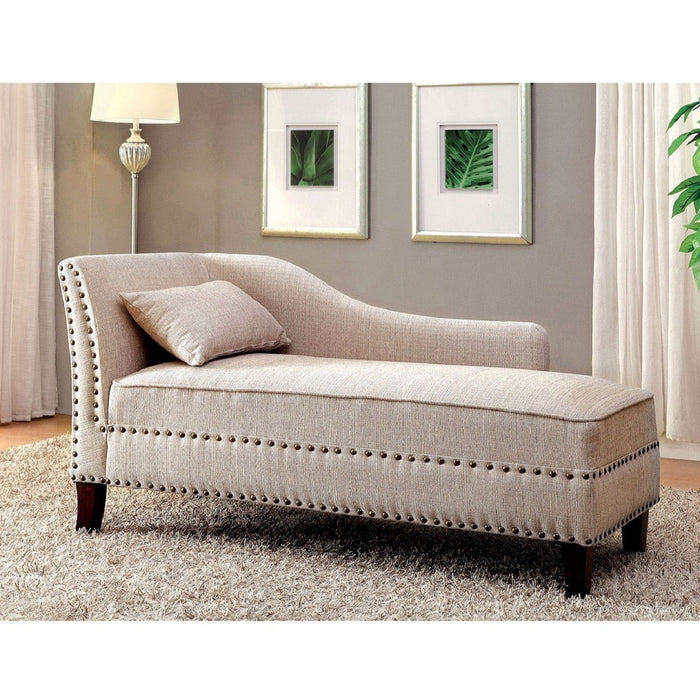 Chaise With Nailhead Trim And Plush Pillow Home Essentials