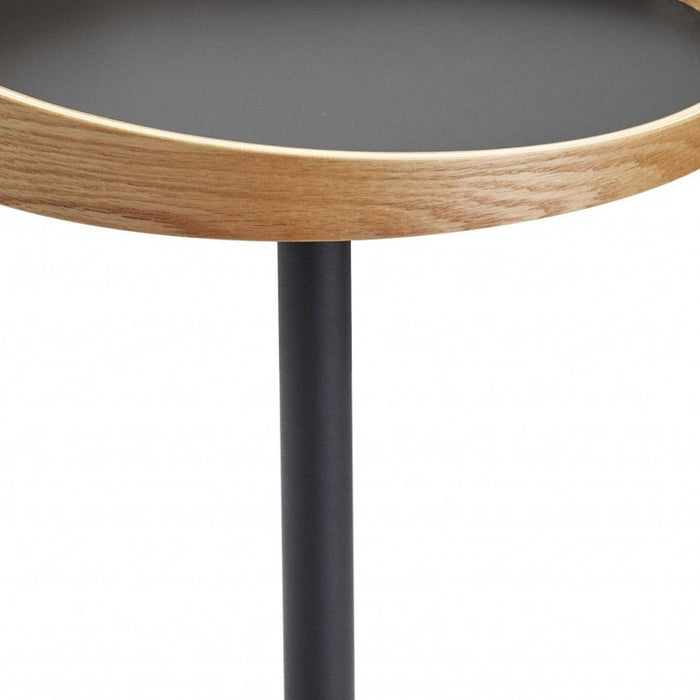 Solid Wood Round End Table - Black