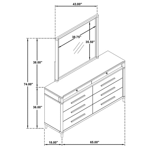 Robinson - 8 Drawer Dresser With Mirror - White Furniture Max