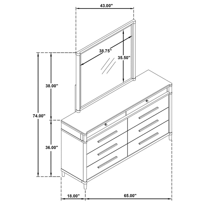 Robinson - 8 Drawer Dresser With Mirror - White Furniture Max
