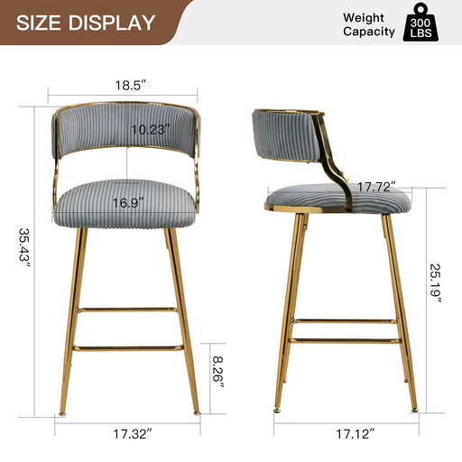 Counter Height Bar Stools With Powder Coating Base And Footrest (Set of 2) - Home Essentials