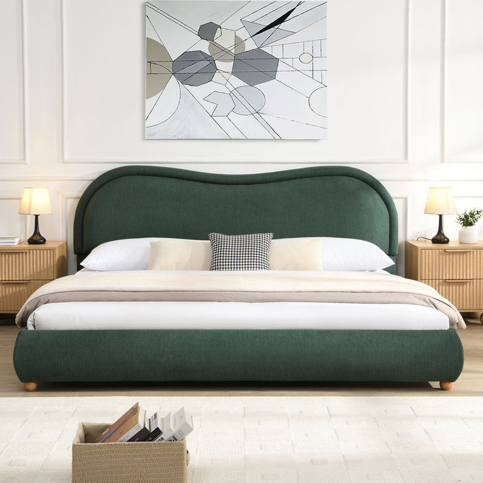 Upholstered Platform Bed Frame With Curved Headboard Home Essentials