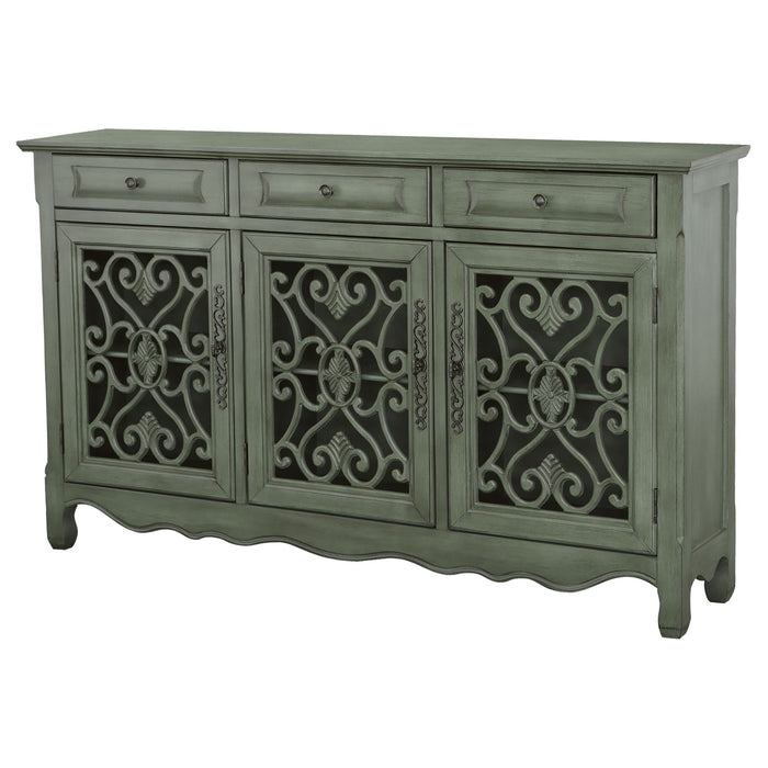 Naomi - 3 Drawer Scrollwork Accent Cabinet - Green Furniture Max