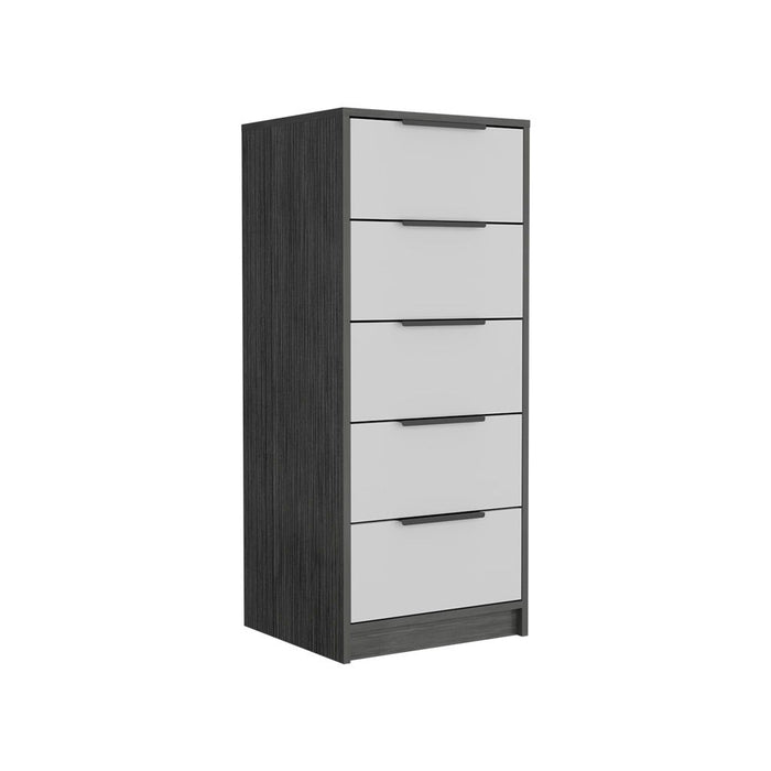 Five Drawer Standard Chest - White And Gray