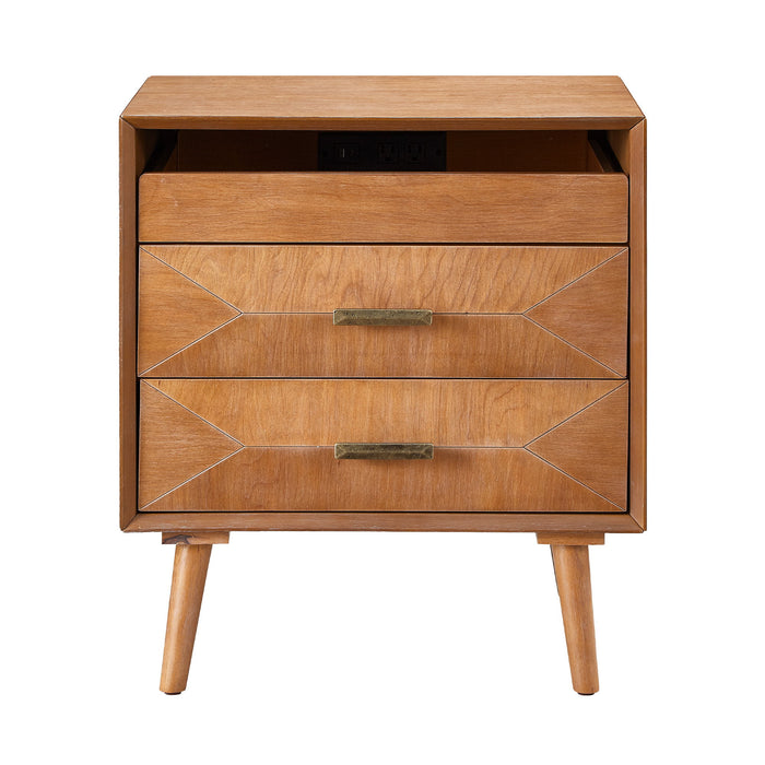 Nightstand With Charging Station, 2 Drawers And Open Shelf, USB / Type C Ports Home Essentials