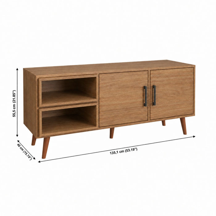 TV Stand For TVs Up To 60" With 2 Doors And 2 Open Shelves Home Essentials