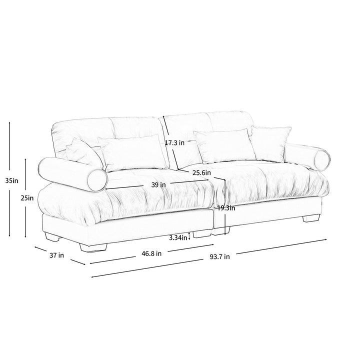 Modern Oversize Sofa With Cloud Like Comfort, Featuring Waist And Throw Pillows Home Essentials